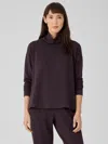 Eileen Fisher Cozy Brushed Terry Hug Funnel Neck Top In Purple