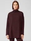 Eileen Fisher Cozy Brushed Terry Hug Funnel Neck Top In Purple