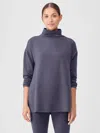Eileen Fisher Cozy Brushed Terry Hug Funnel Neck Top In Purple