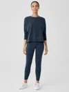 Eileen Fisher Cozy Brushed Terry Hug High-waisted Leggings In Blue