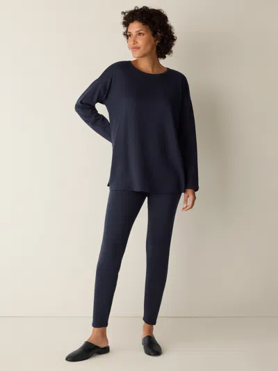 Eileen Fisher Cozy Brushed Terry Hug High-waisted Leggings In Black