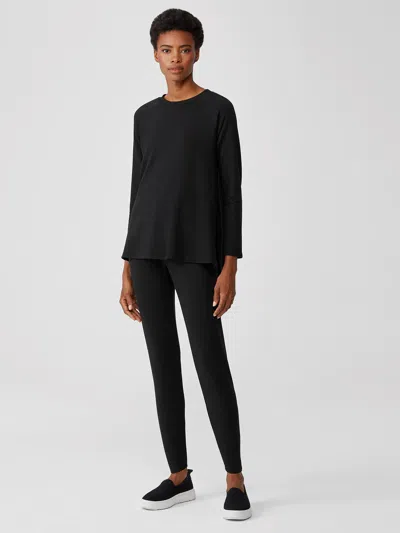 Eileen Fisher Cozy Brushed Terry Hug High-waisted Leggings In Black