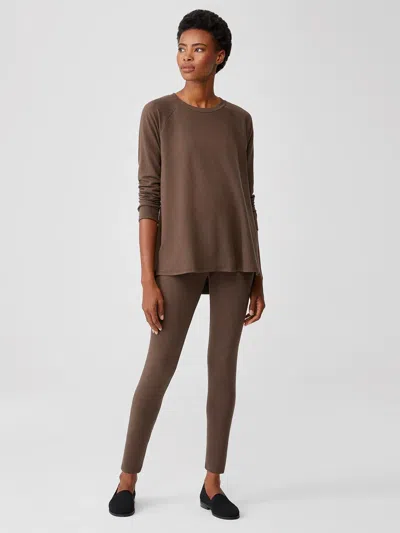 Eileen Fisher Cozy Brushed Terry Hug High-waisted Leggings In Brown