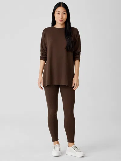 Eileen Fisher Cozy Brushed Terry Hug High-waisted Leggings In Brown