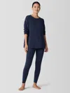 Eileen Fisher Cozy Brushed Terry Hug High-waisted Leggings In Blue