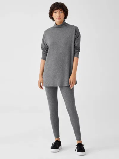 Eileen Fisher Cozy Brushed Terry Hug High-waisted Leggings In Gray
