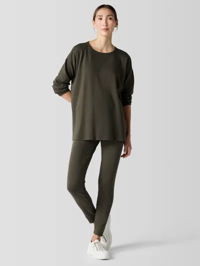 Eileen Fisher Cozy Brushed Terry Hug High-waisted Leggings In Green