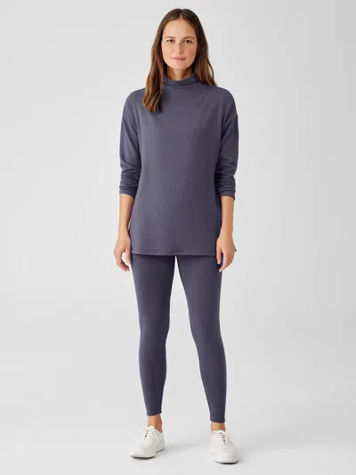 Eileen Fisher Cozy Brushed Terry Hug High-waisted Leggings In Purple