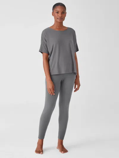 Eileen Fisher Cozy Brushed Terry Hug High-waisted Sleep Leggings In Gray