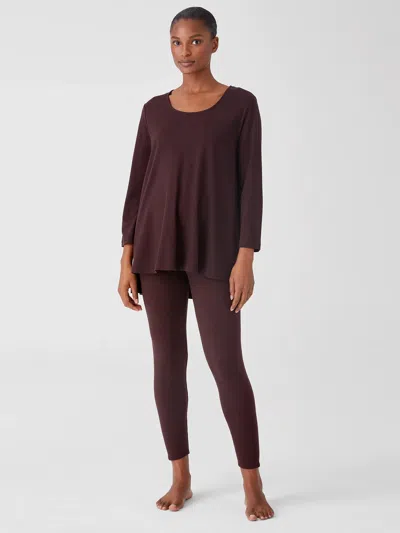 Eileen Fisher Cozy Brushed Terry Hug High-waisted Sleep Leggings In Brown