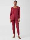 Eileen Fisher Cozy Brushed Terry Hug High-waisted Sleep Leggings In Red