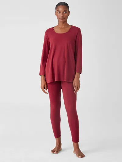 Eileen Fisher Cozy Brushed Terry Hug High-waisted Sleep Leggings In Red