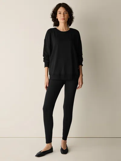 Eileen Fisher Cozy Brushed Terry Hug High-waisted Leggings In Black