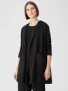 Eileen Fisher Cozy Brushed Terry Hug Hooded Jacket In Black