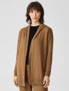 Eileen Fisher Cozy Brushed Terry Hug Hooded Jacket In Brown