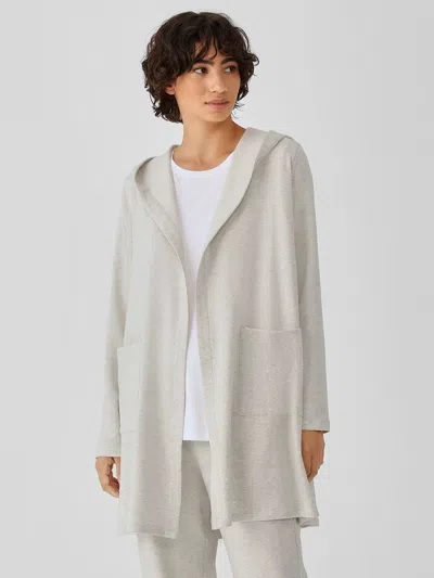 Eileen Fisher Cozy Brushed Terry Hug Hooded Jacket In Gray