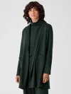 Eileen Fisher Cozy Brushed Terry Hug Hooded Jacket In Green