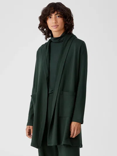 Eileen Fisher Cozy Brushed Terry Hug Hooded Jacket In Green