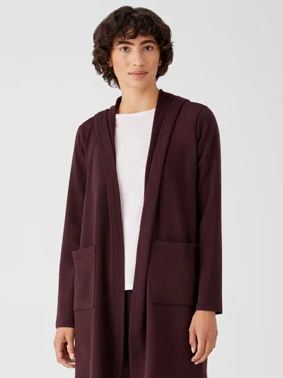 Eileen Fisher Cozy Brushed Terry Hug Hooded Jacket In Purple