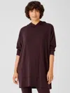 Eileen Fisher Cozy Brushed Terry Hug Hooded Long Top In Brown