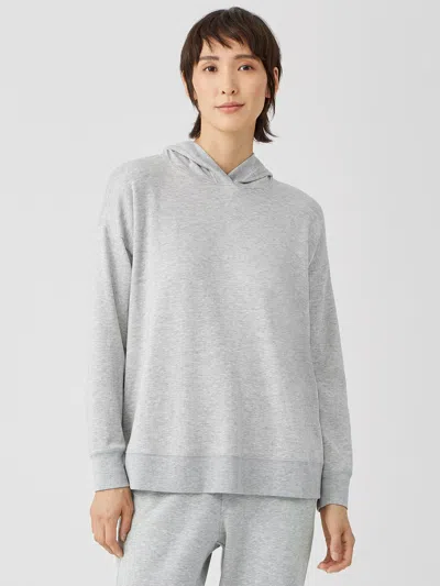 Eileen Fisher Cozy Brushed Terry Hug Hooded Top In Gray