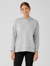 Eileen Fisher Cozy Brushed Terry Hug Hooded Top In Gray