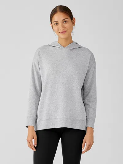 Eileen Fisher Cozy Brushed Terry Hug Hooded Top In Gray