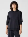 Eileen Fisher Cozy Brushed Terry Hug Hooded Top In Blue