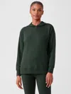 Eileen Fisher Cozy Brushed Terry Hug Hooded Top In Green