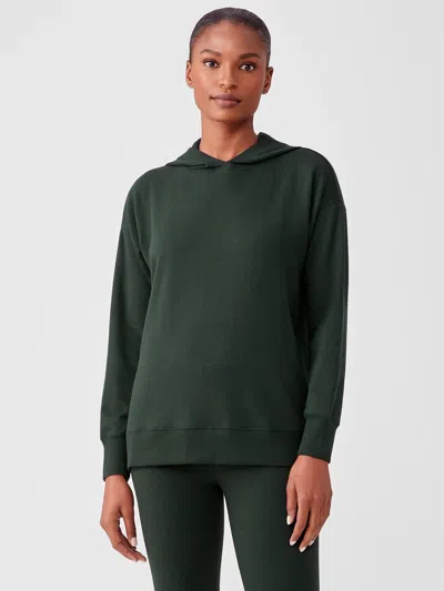 Eileen Fisher Cozy Brushed Terry Hug Hooded Top In Green