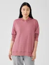 Eileen Fisher Cozy Brushed Terry Hug Hooded Top In Pink