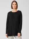 Eileen Fisher Cozy Brushed Terry Hug Jewel Neck Top In Black