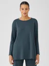Eileen Fisher Cozy Brushed Terry Hug Jewel Neck Top In Gray