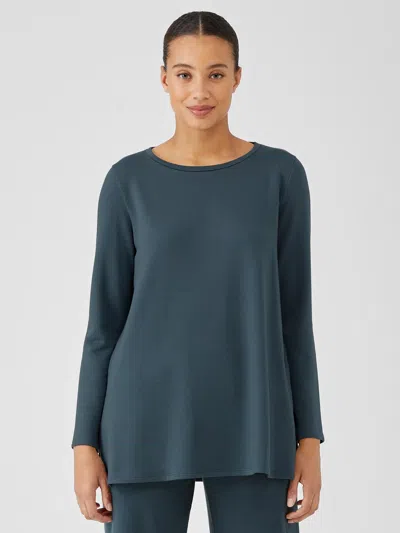 Eileen Fisher Cozy Brushed Terry Hug Jewel Neck Top In Gray