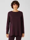 Eileen Fisher Cozy Brushed Terry Hug Jewel Neck Top In Purple