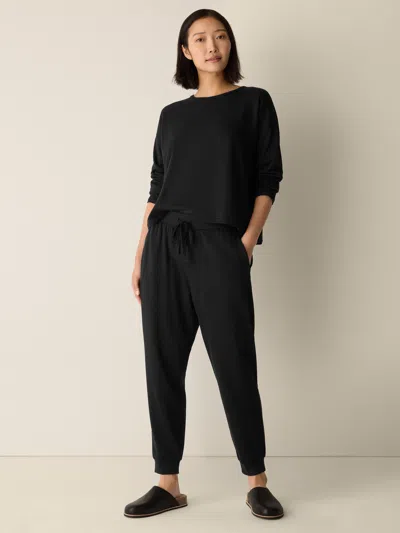 Eileen Fisher Cozy Brushed Terry Hug Jogger Pant In Black