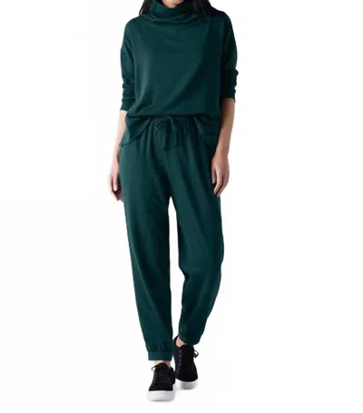 Eileen Fisher Cozy Brushed Terry Hug Jogger Pant In Pine In Green