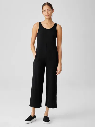 Eileen Fisher Cozy Brushed Terry Hug Jumpsuit In Black
