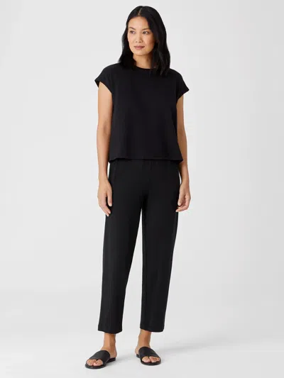 Eileen Fisher Cozy Brushed Terry Hug Lantern Pant In Black