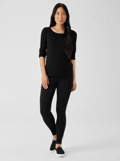 Eileen Fisher Cozy Brushed Terry Hug Leggings In Black