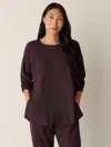 Eileen Fisher Cozy Brushed Terry Hug Long Box-top In Purple