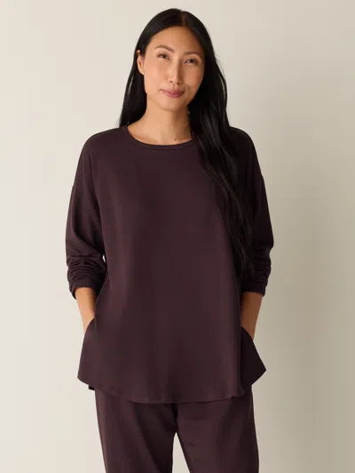 Eileen Fisher Cozy Brushed Terry Hug Long Box-top In Purple