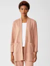 Eileen Fisher Cozy Brushed Terry Hug Long Jacket In Pink
