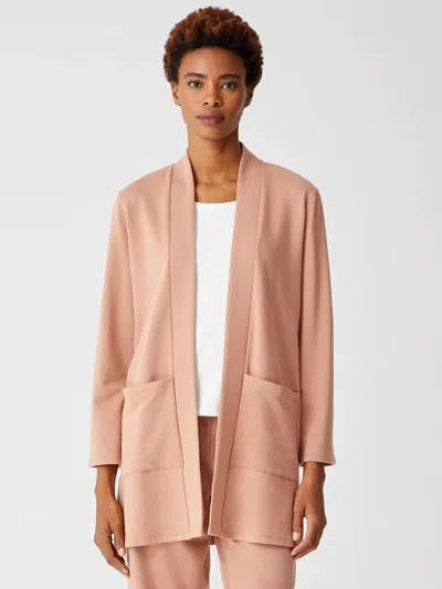 Eileen Fisher Cozy Brushed Terry Hug Long Jacket In Pink