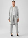 Eileen Fisher Cozy Brushed Terry Hug Long Jacket In Gray