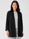 Eileen Fisher Cozy Brushed Terry Hug Long Jacket In Black