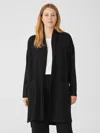 Eileen Fisher Cozy Brushed Terry Hug Long Jacket In Black