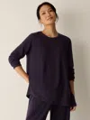 Eileen Fisher Cozy Brushed Terry Hug Long Top In Purple