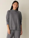 Eileen Fisher Cozy Brushed Terry Hug Mock Neck Top In Gray