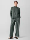 Eileen Fisher Cozy Brushed Terry Hug Mock Neck Top In Green